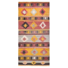Warm Sun-Kissed Tribal Turkish Kilim • Handmade Flatweave Runner Rug (4×10)