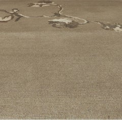 Warm Tan Abstract Botanical -Silk Rug "Branchline" by Doris Leslie Blau