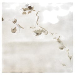 Warm Tan Abstract Botanical -Silk Rug "Branchline" by Doris Leslie Blau