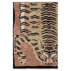 Warm Tan Striped Animal Contemporary Carpet "Bengala" by Doris Leslie Blau