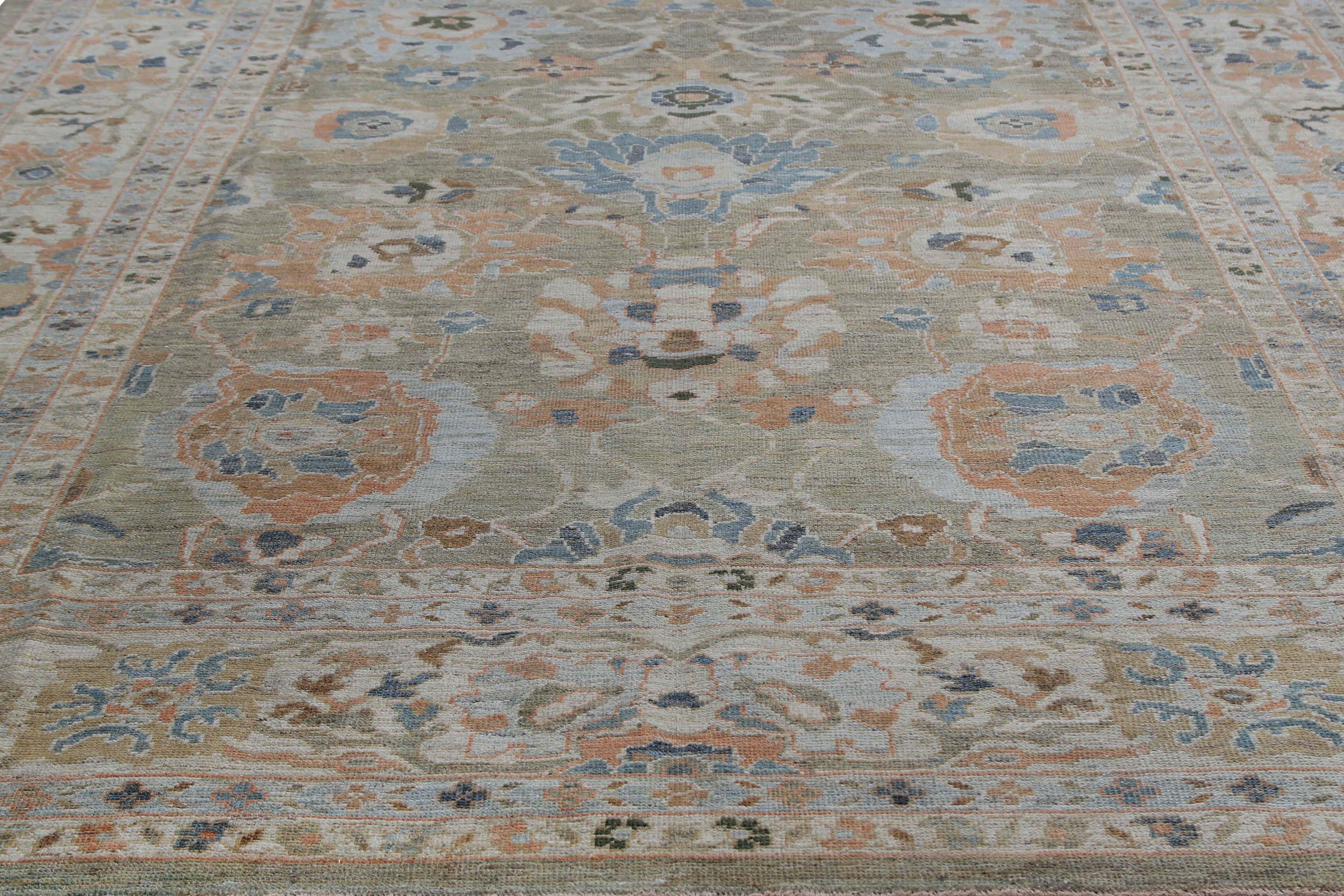 Türkischer Sultanabad-Teppich in warmem Design mit traditionellem Design (Handgewebt) im Angebot