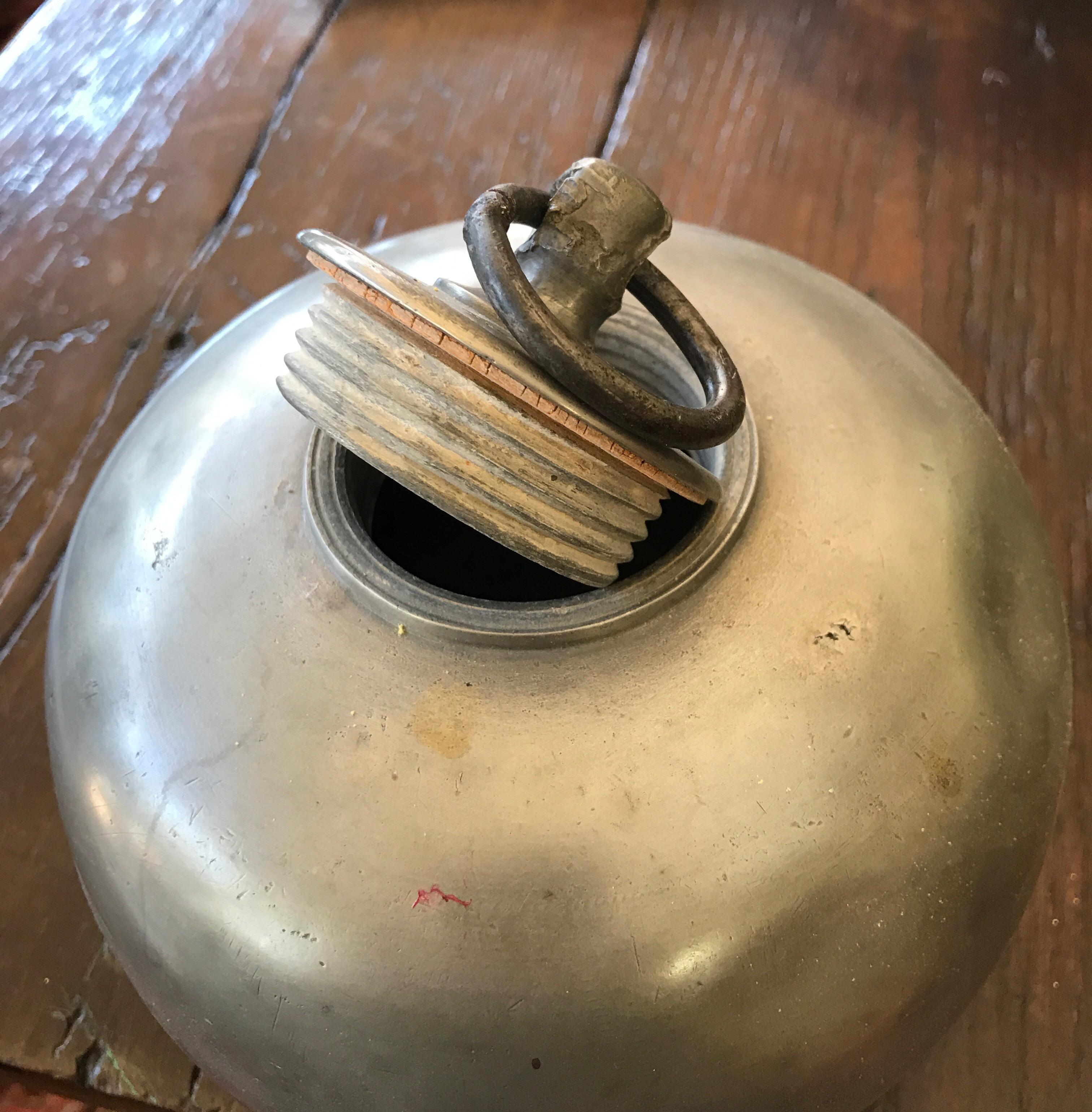 vintage metal hot water bottle