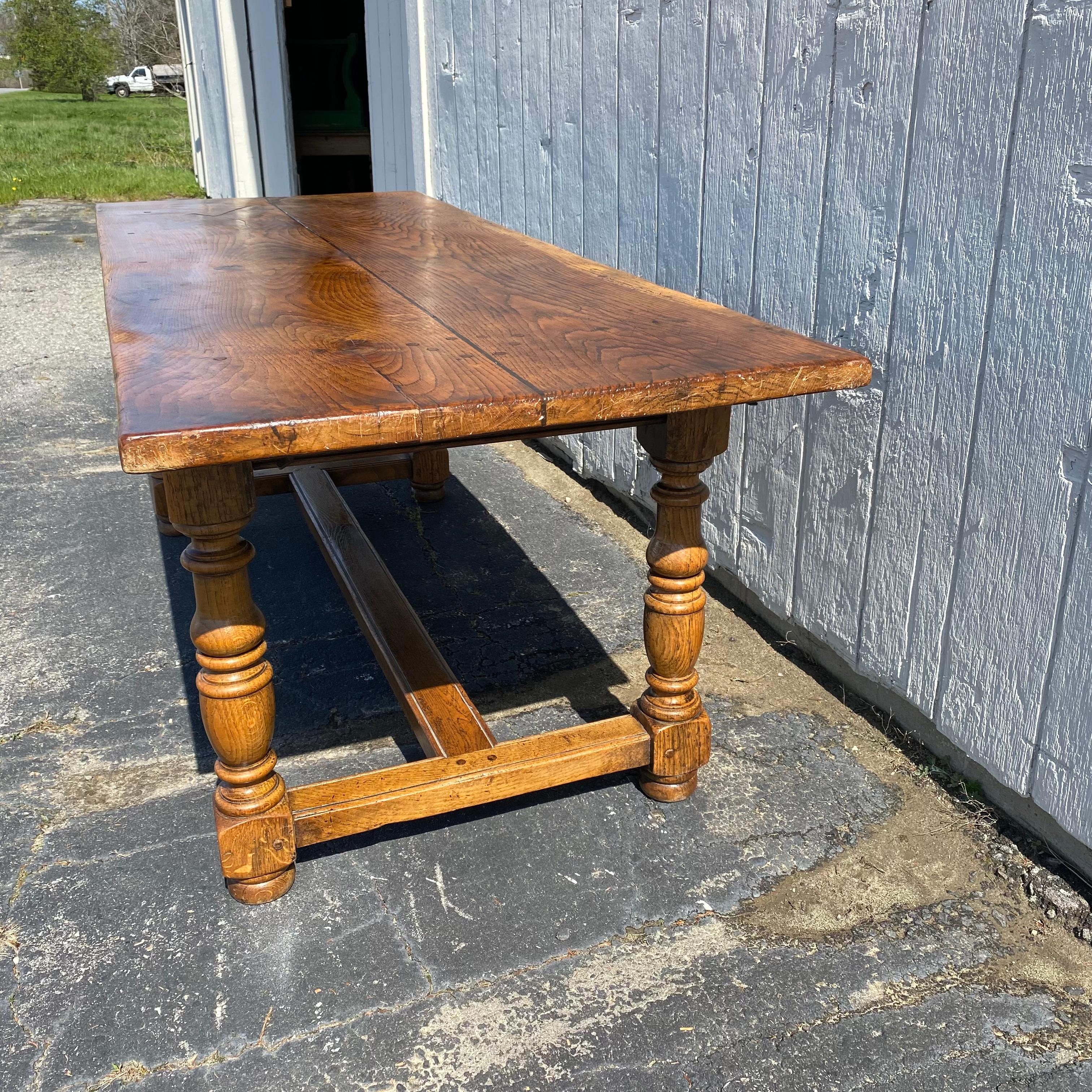 Oak Warm & Welcoming 19th Century French Provincial Farm Table or Refectory Table