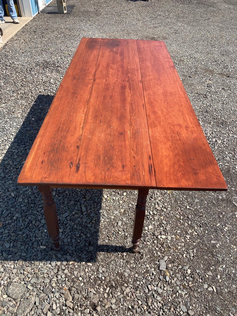 Warm and Large 19th Century Pine Harvest Table For Sale at
