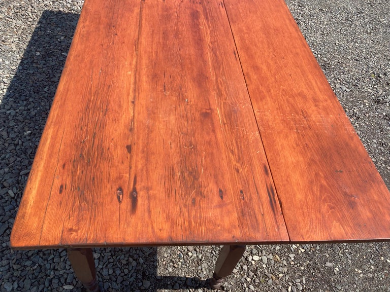 Warm and Large 19th Century Pine Harvest Table For Sale at