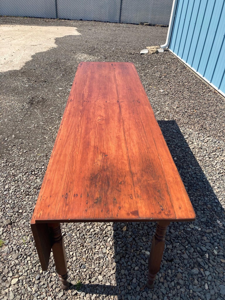 Warm and Large 19th Century Pine Harvest Table For Sale at