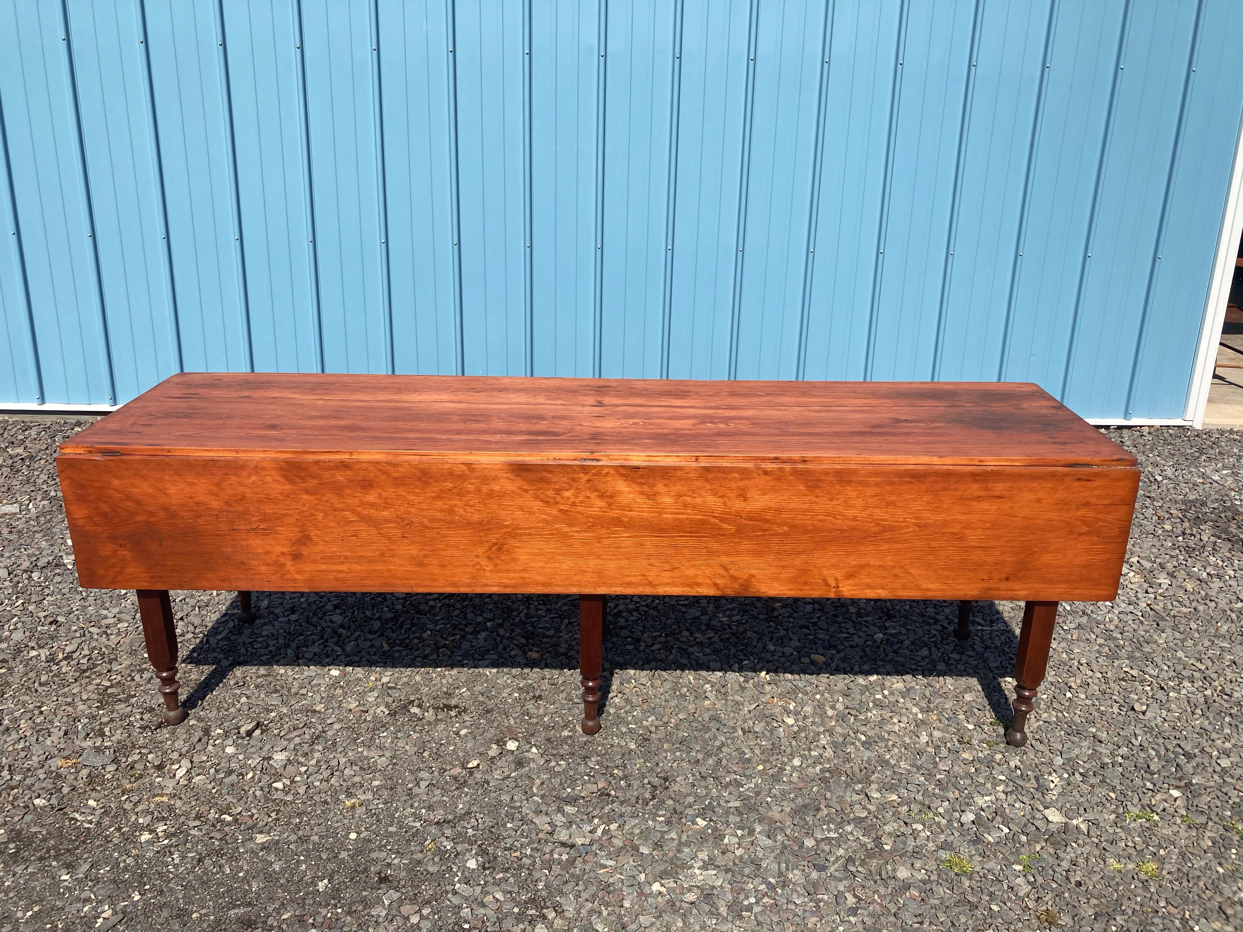 Country Warm & Welcoming Large 19th Century Pine Harvest Table For Sale