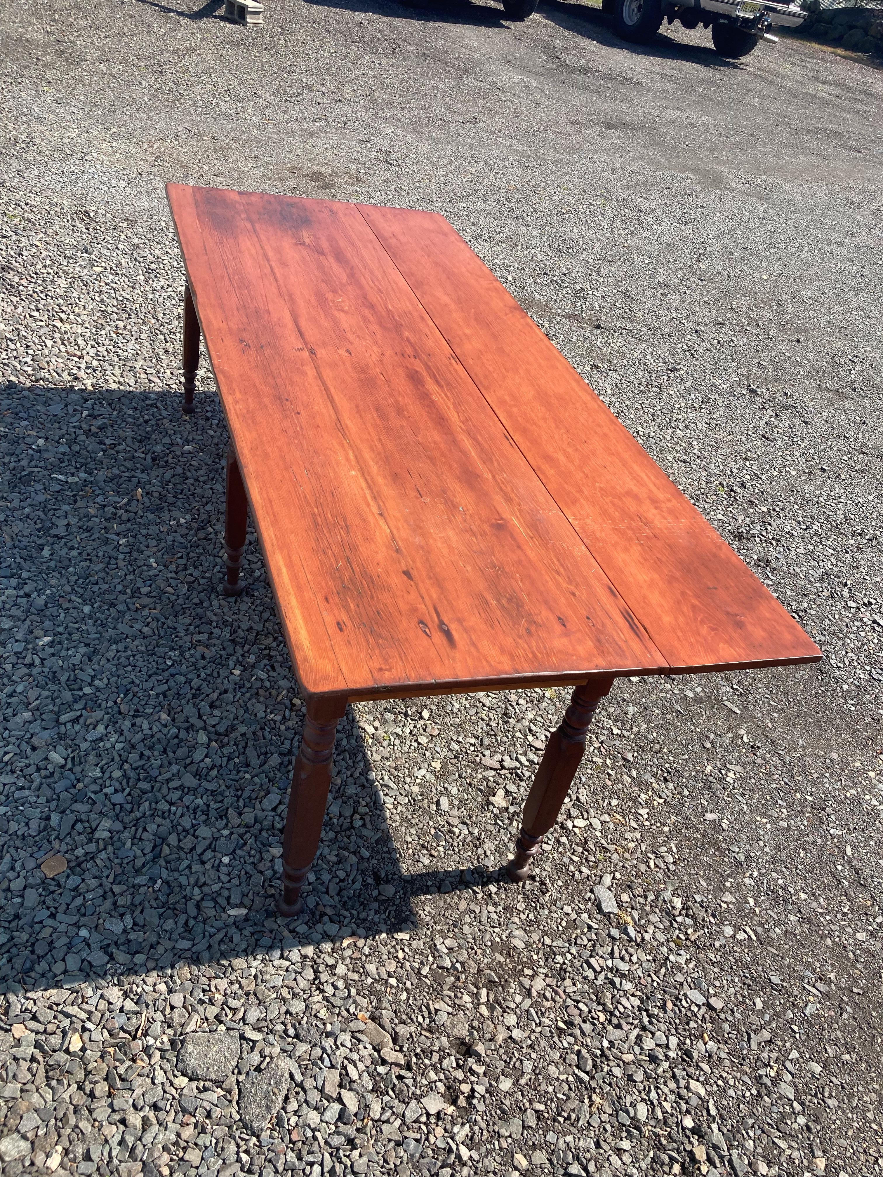 Warm & Welcoming Large 19th Century Pine Harvest Table For Sale 1