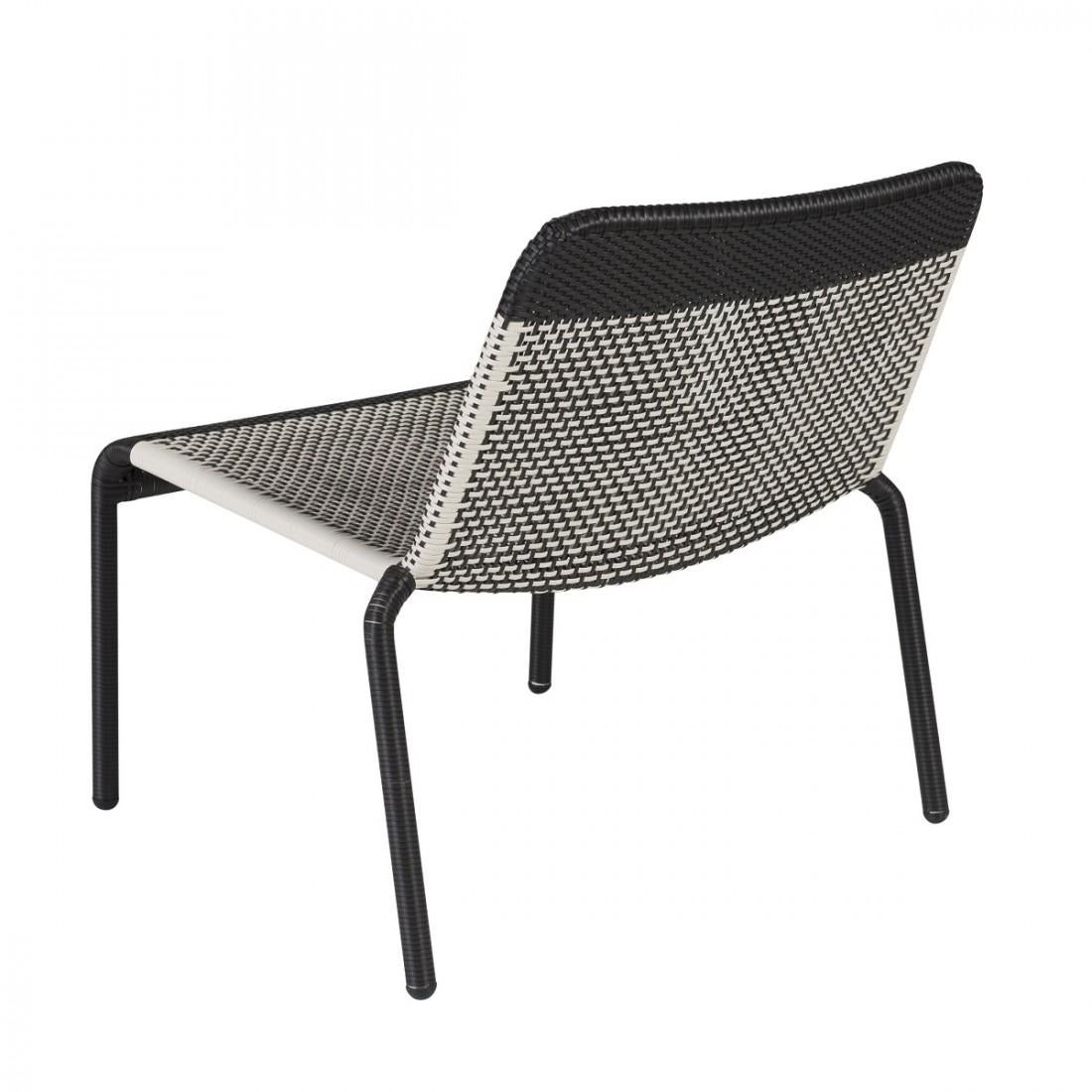 Mid-Century Modern Warm White and Black Braided Resin French Design and Lounge Armchair