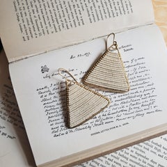 Warm White Beaded Pyramid Earrings