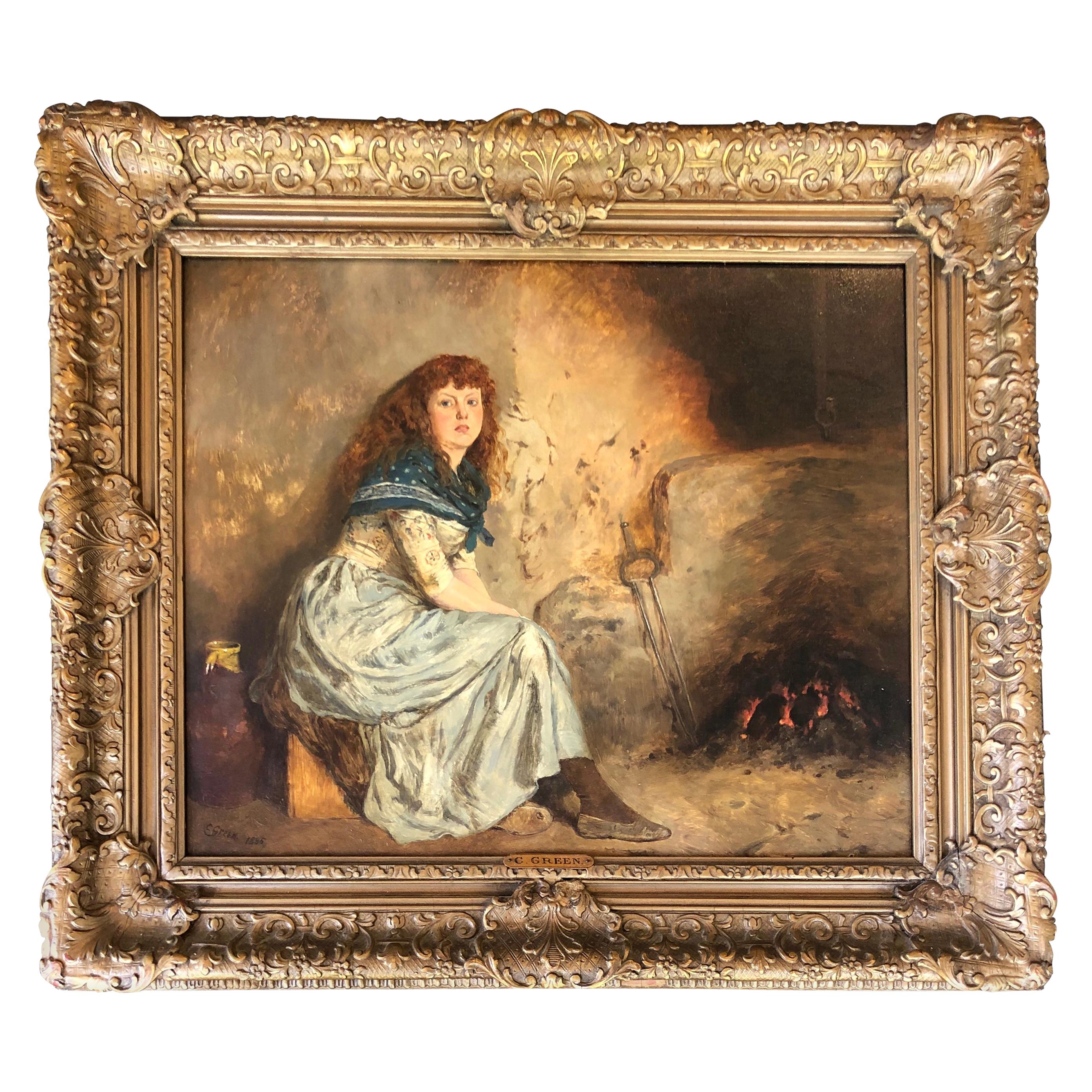 "Warming by the Fire" by Charles Green For Sale