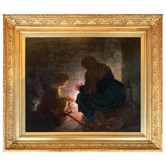 Antique "Warming by the Fire" by Paul Peel