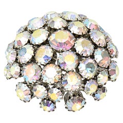 Warner Bora Aurealis Crystal Dome Vintage Pin Brooch Signed