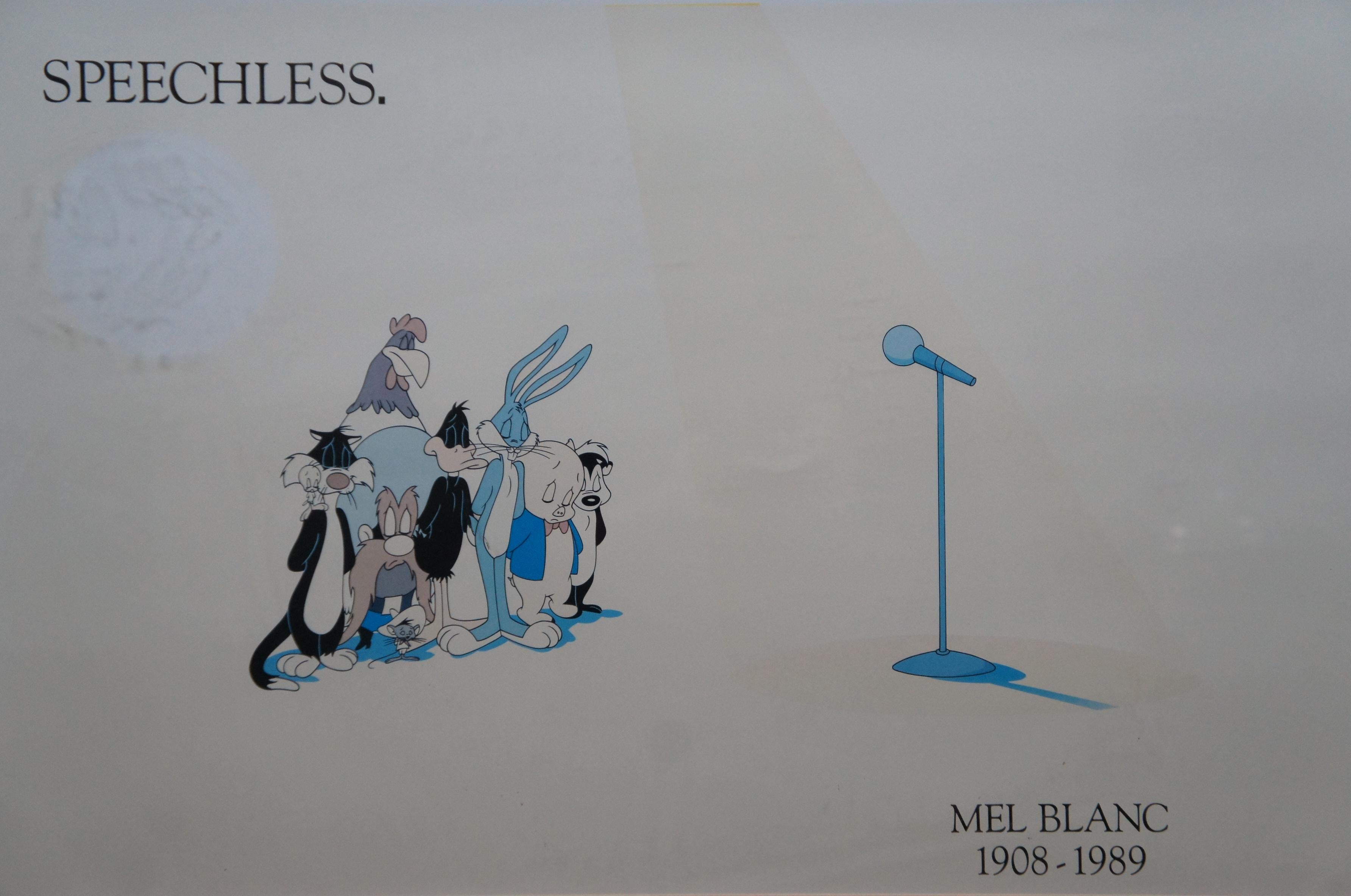 Warner Bros 1989 Mel Blanc Looney Toons Speechless Tribute Print 36