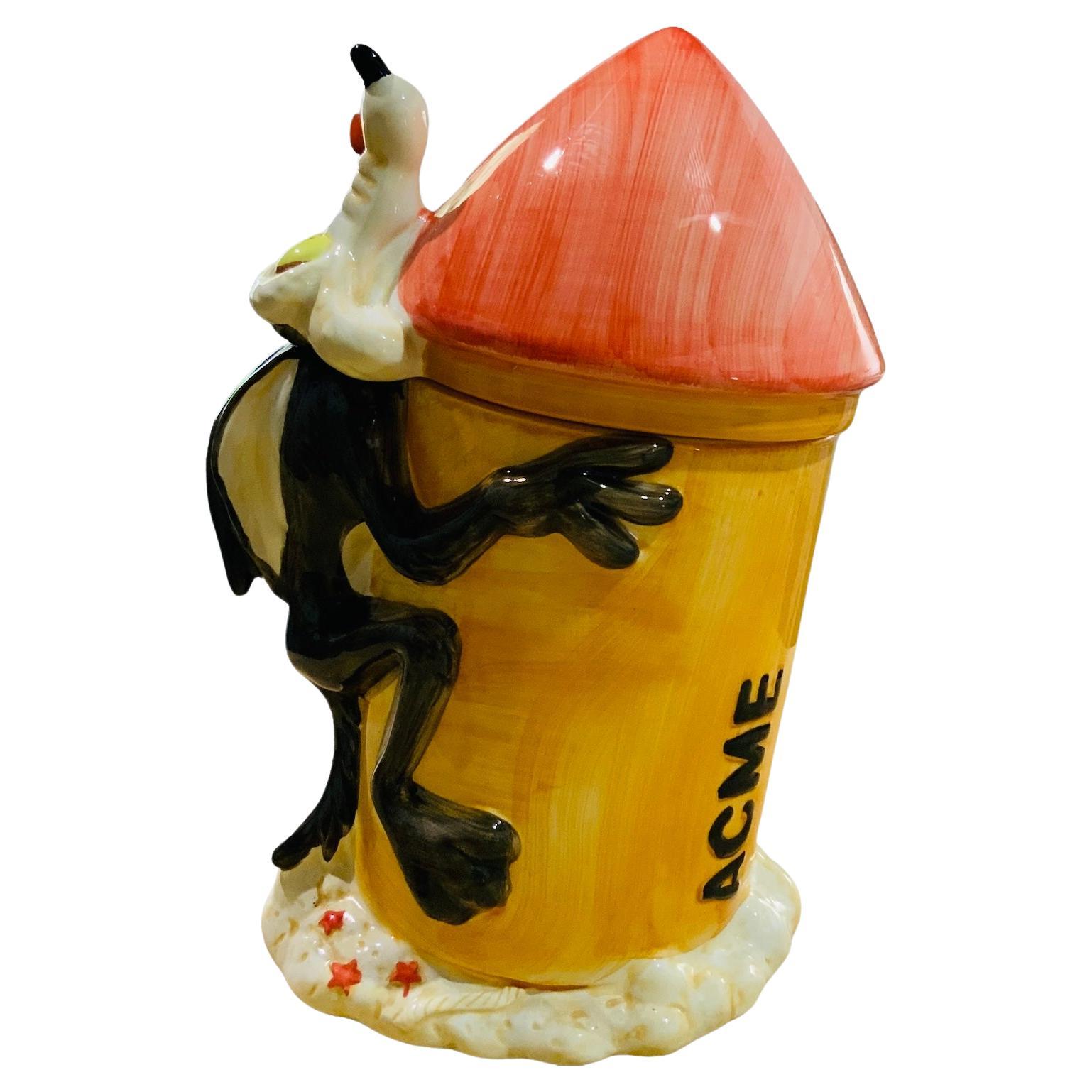 Warner Bros, Looney Tunes Wile E. Coyote ACME Rocket Cookie Jar For Sale
