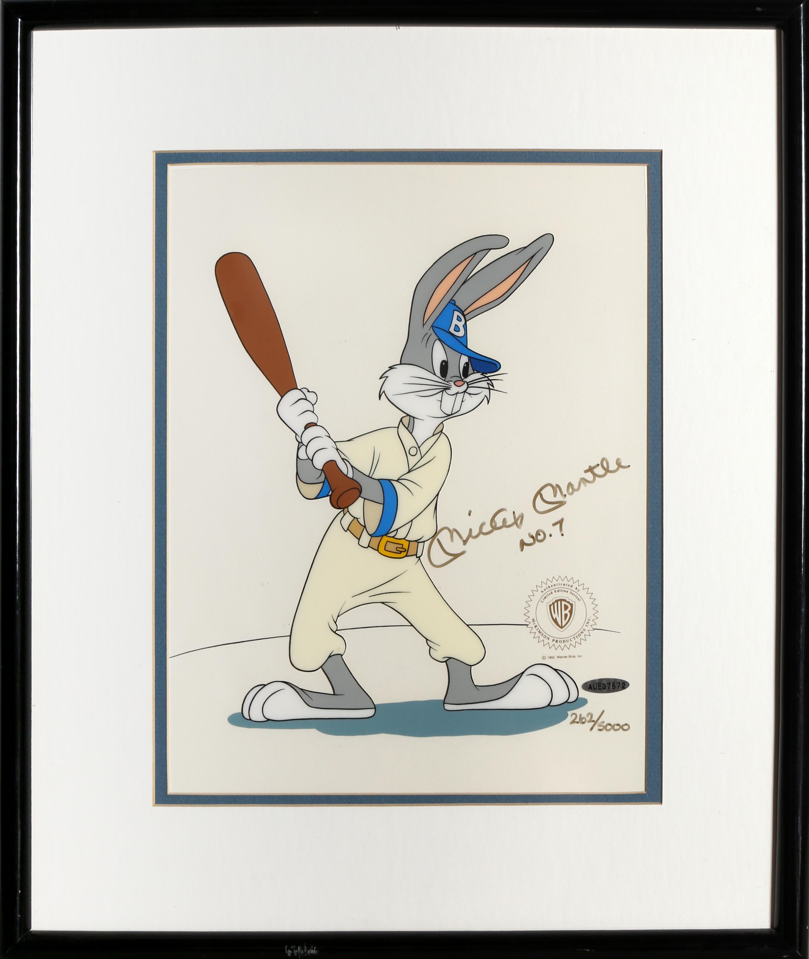 Warner Brothers Studios Figurative Print - Baseball Bugs with Mickey Mantle Autograph