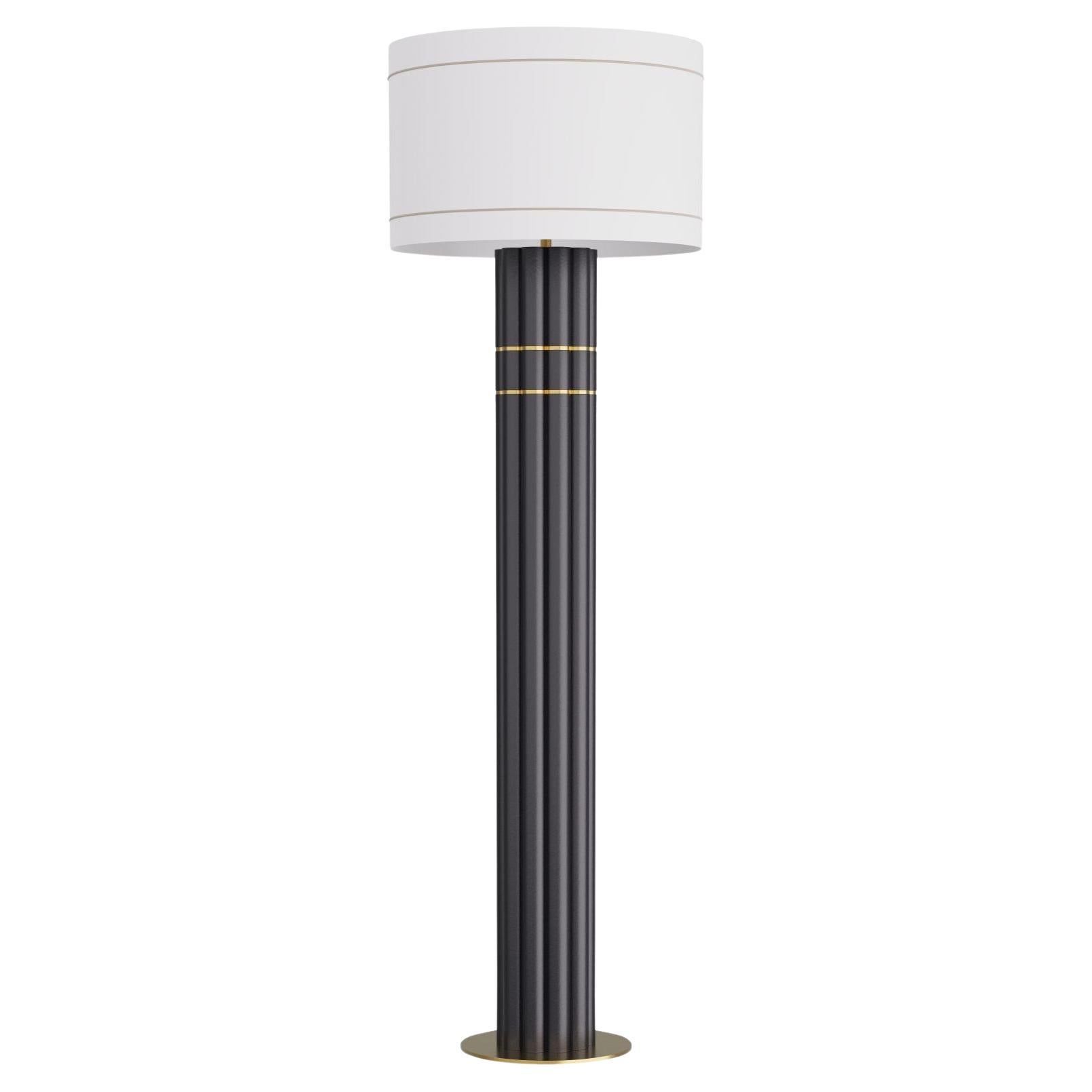 Warner Floor Lamp PFC07-SH016 - Black, Resin, Brass For Sale