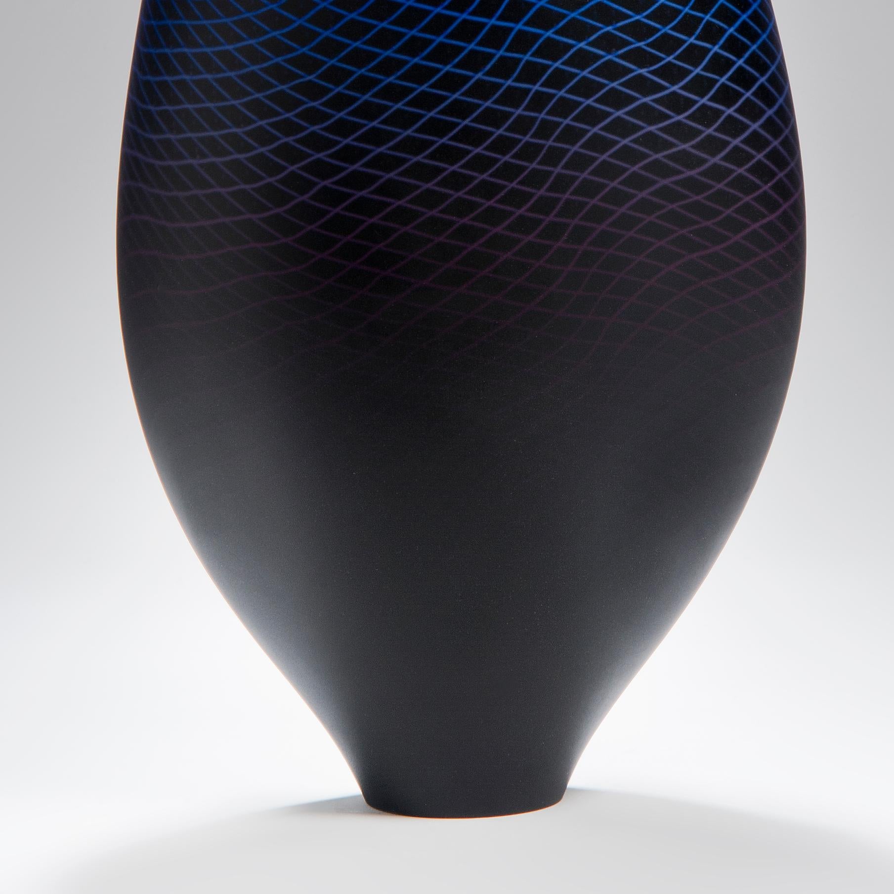 Hand-Crafted Warp/Fade/Distort 001, a Glass Vessel in Purple, Black and Blue by Liam Reeves