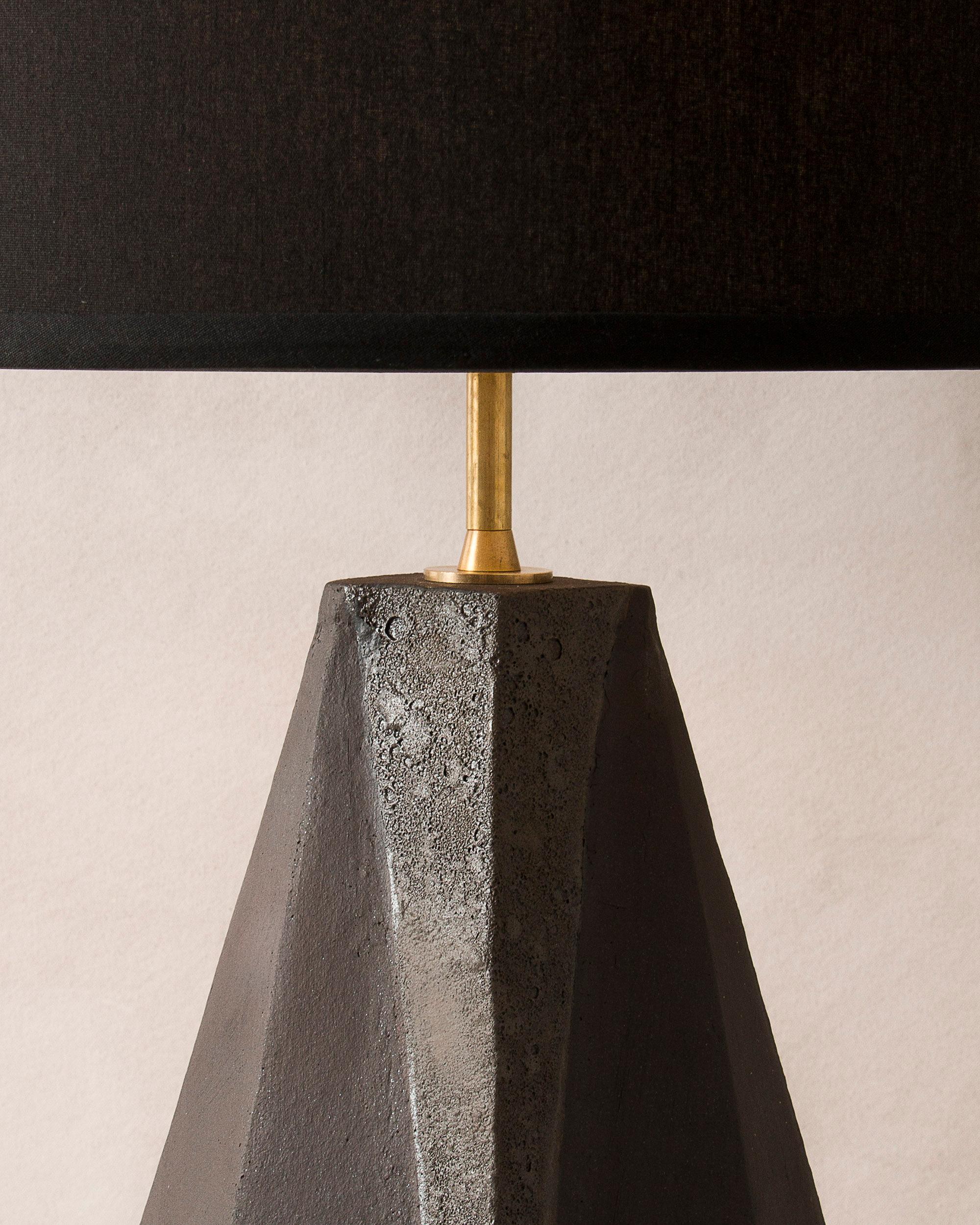 black geometric table lamp