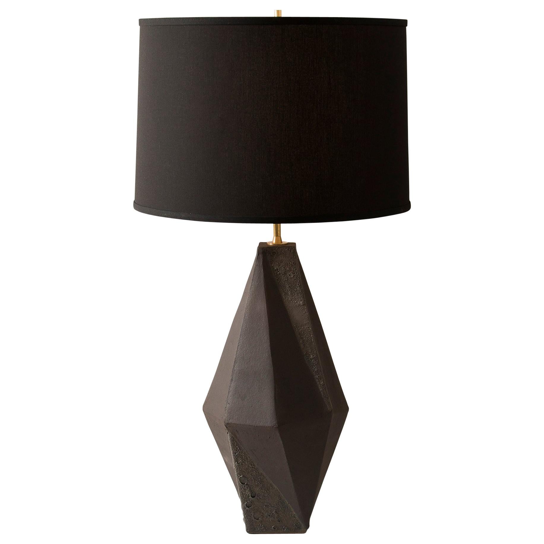 Warp - Matte and Textured Black Glazed Tall Geometric Ceramic Table Lamp For Sale