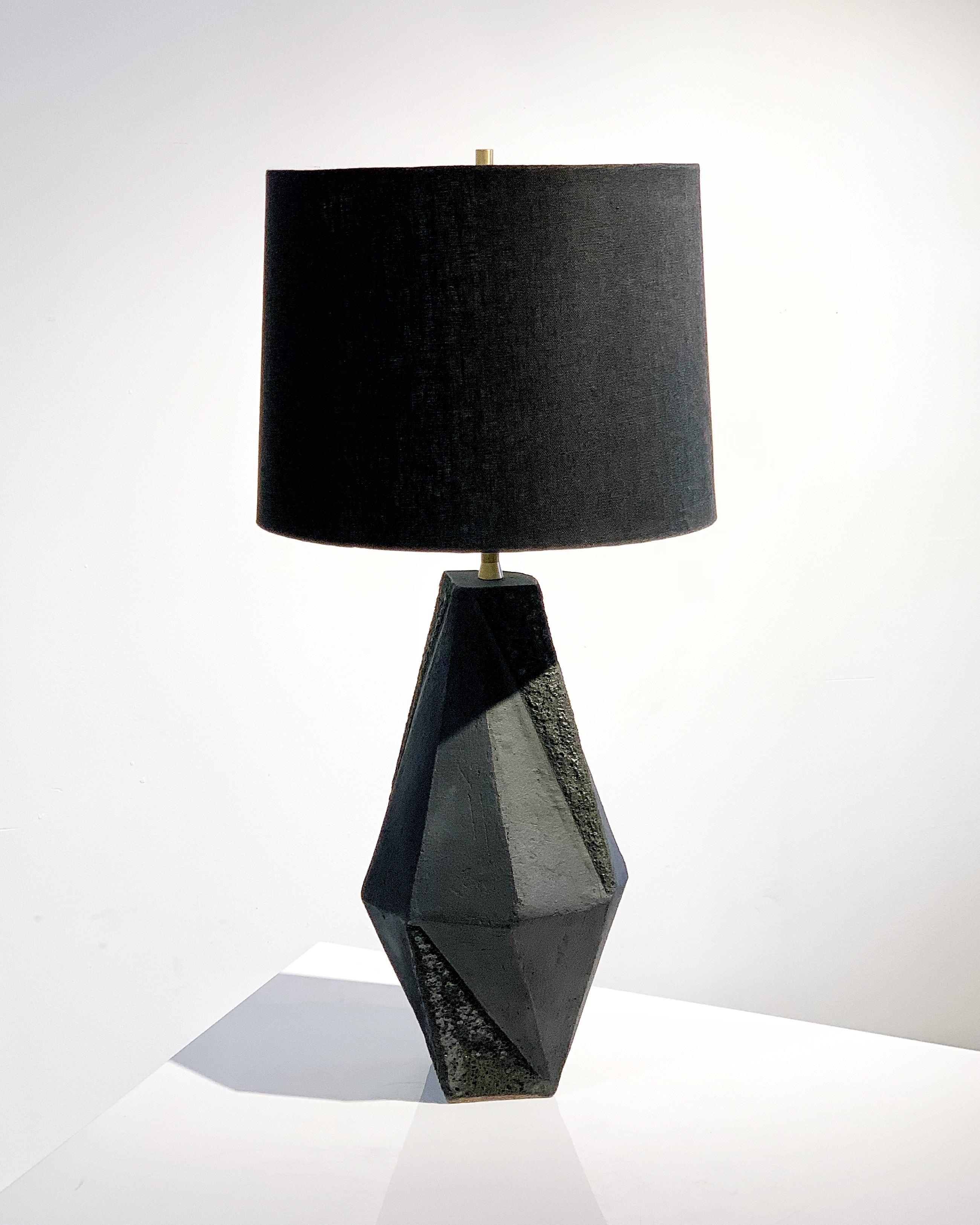 black geometric table lamp