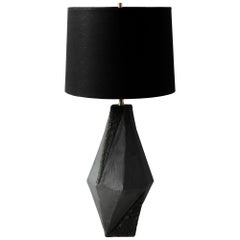 'Warp' Small Geometric Matte and Textured Black Ceramic Table Lamp