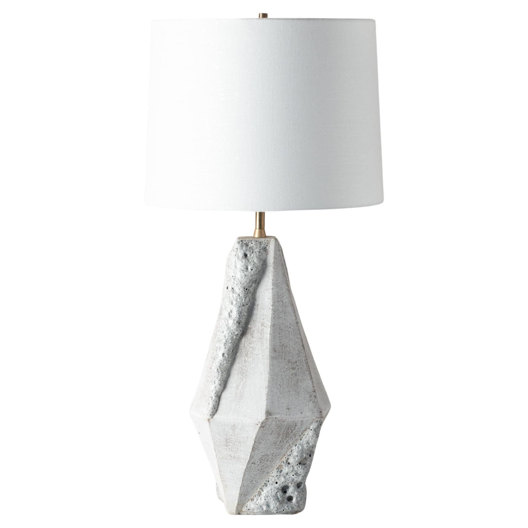 Warp - Small Geometric Matte and Textured White Ceramic Table Lamp For Sale