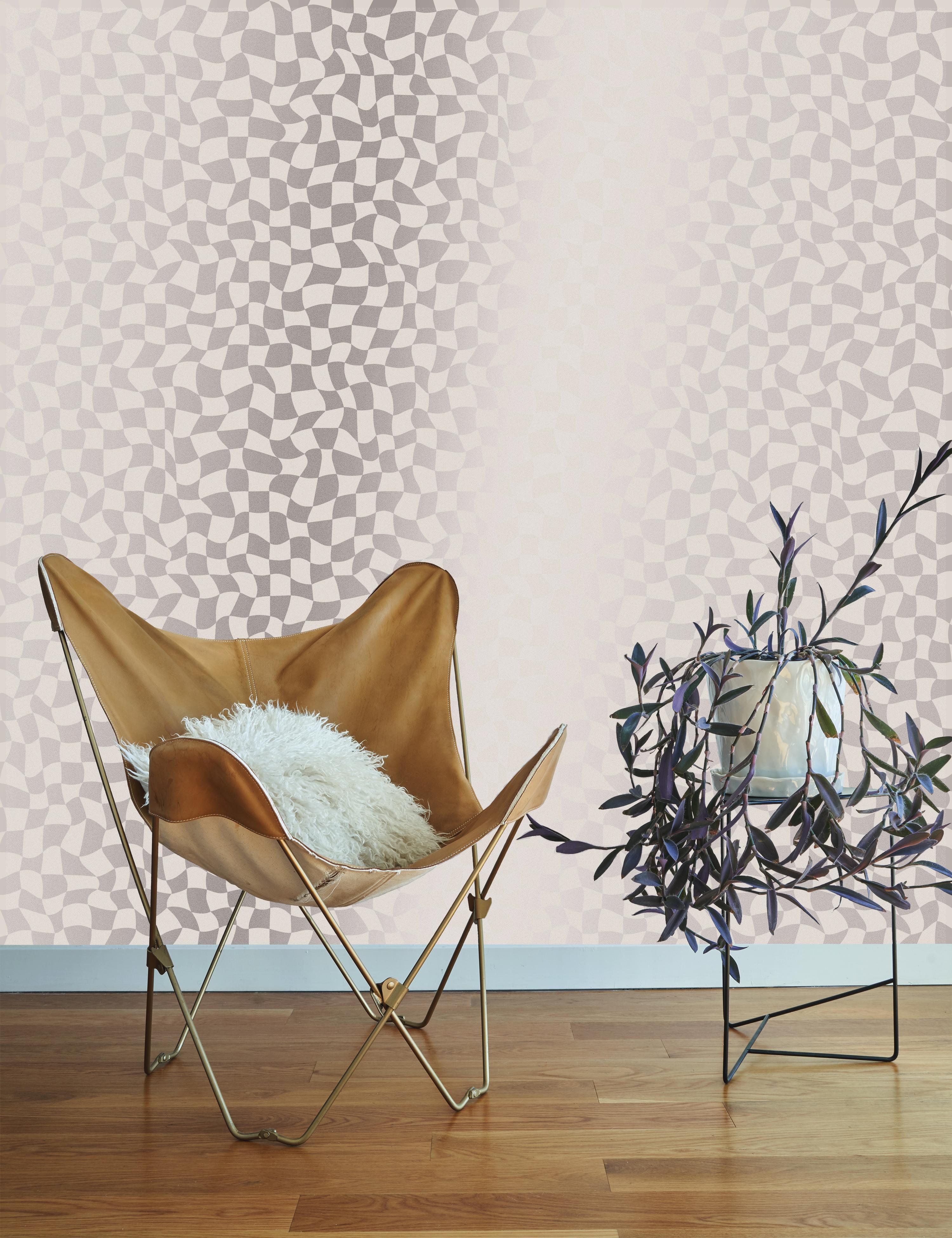 Warped Check Metallic Typ II Wandteppich in Perle (SAMPLE) im Zustand „Neu“ im Angebot in Brooklyn, NY