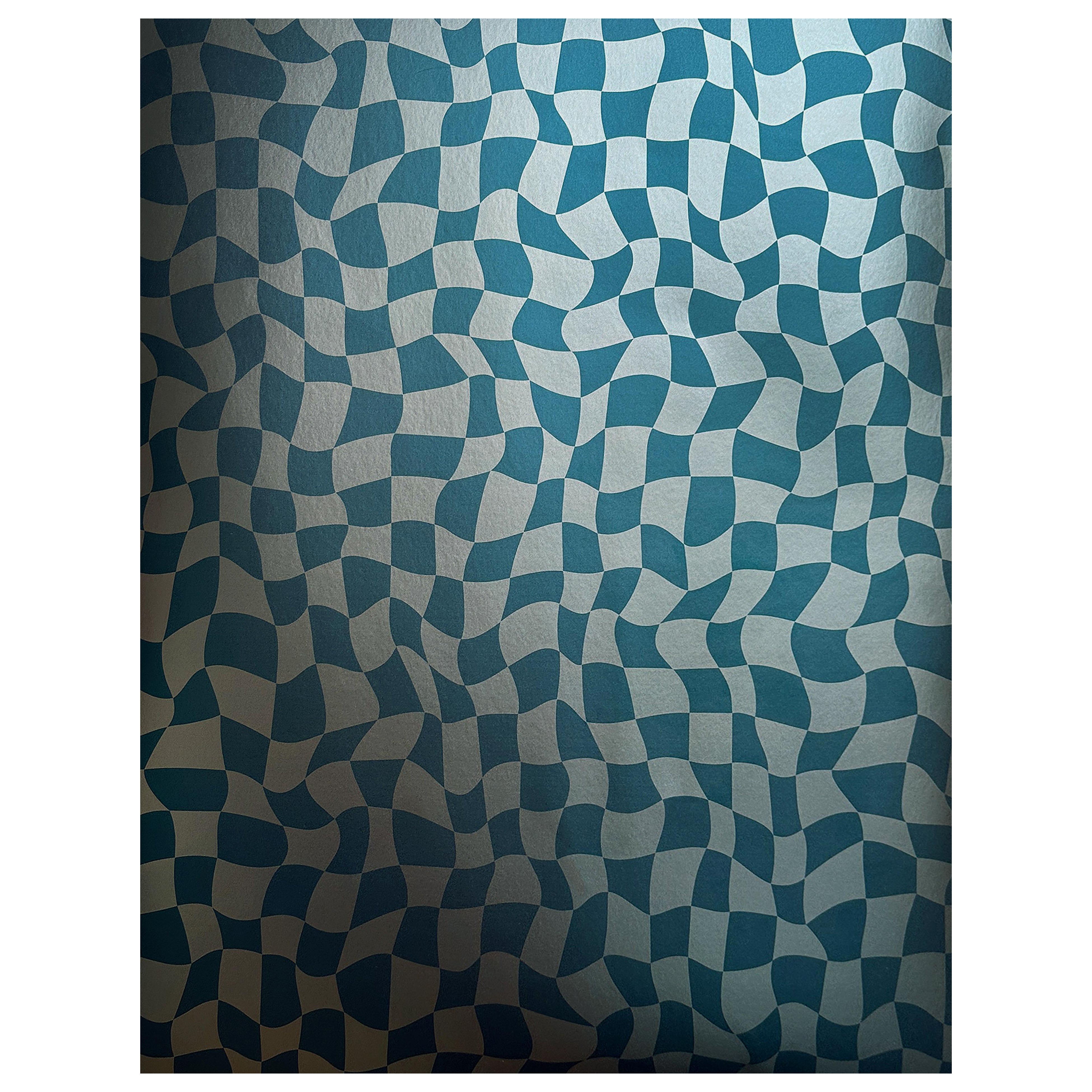 Warped Check Metallic Typ II Wandteppich in Tidal (SAMPLE) im Angebot