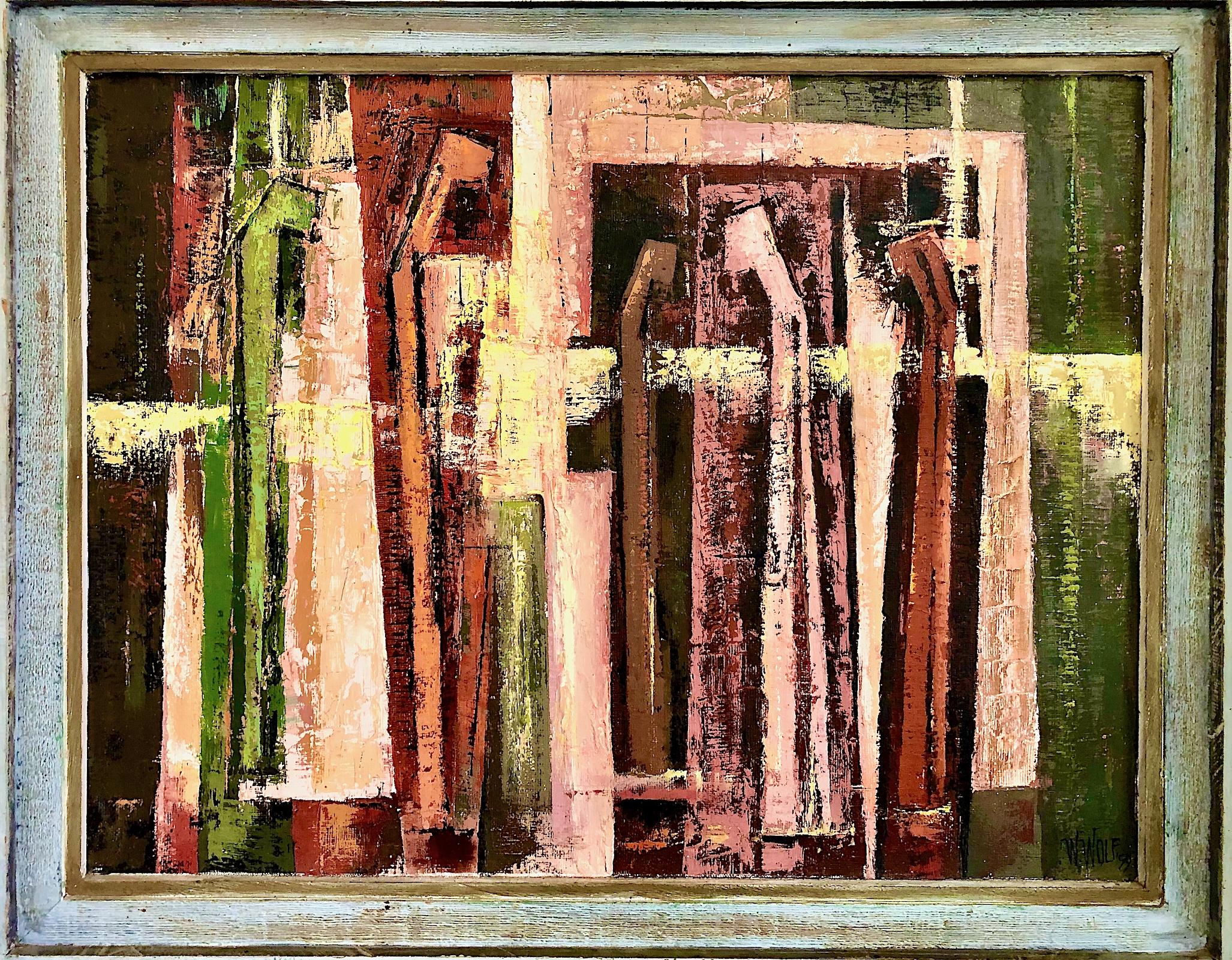 Abstract Painting Warren A. Wolf - Un "homme de Matthews" géométrique et abstrait