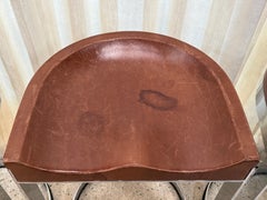 Tabourets de bar cantilever en chrome et siège en cuir Warren Bacon - Ensemble de trois (3)