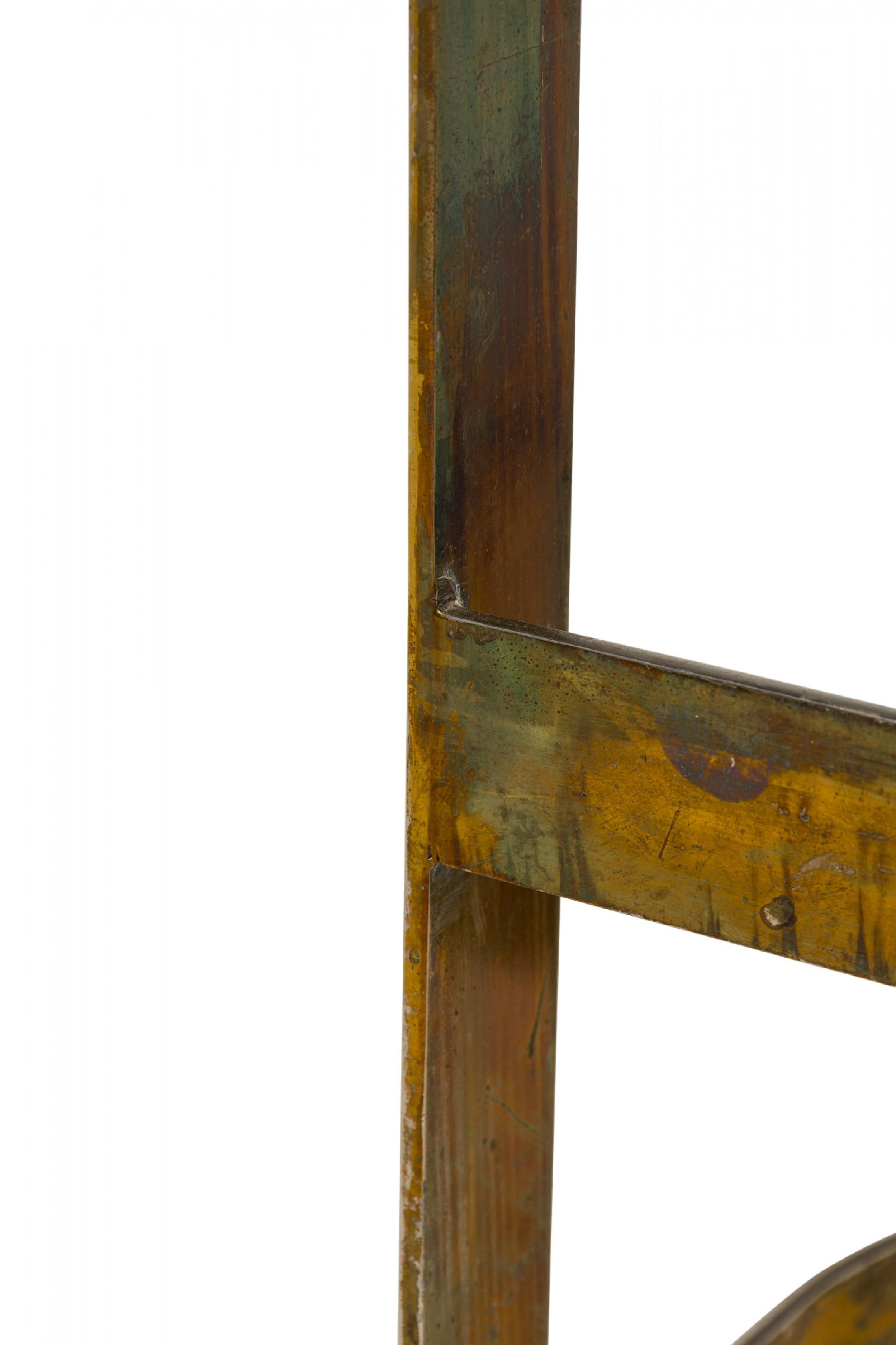 Warren Bacon Mid-Century American Messing und Holz Hufeisen Cantilever Barhocker im Angebot 1