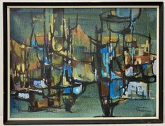 Vintage Warren Brandon Mid Century Modern Abstract Landscape C.1970