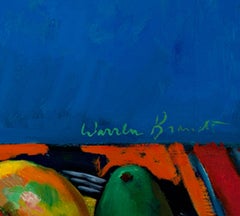 bodegón al óleo de finales del siglo xx con flores y frutas firmado