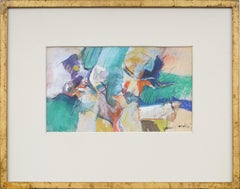 Antike amerikanische Modernist Abstrakt Expressionist signiert gerahmte Malerei