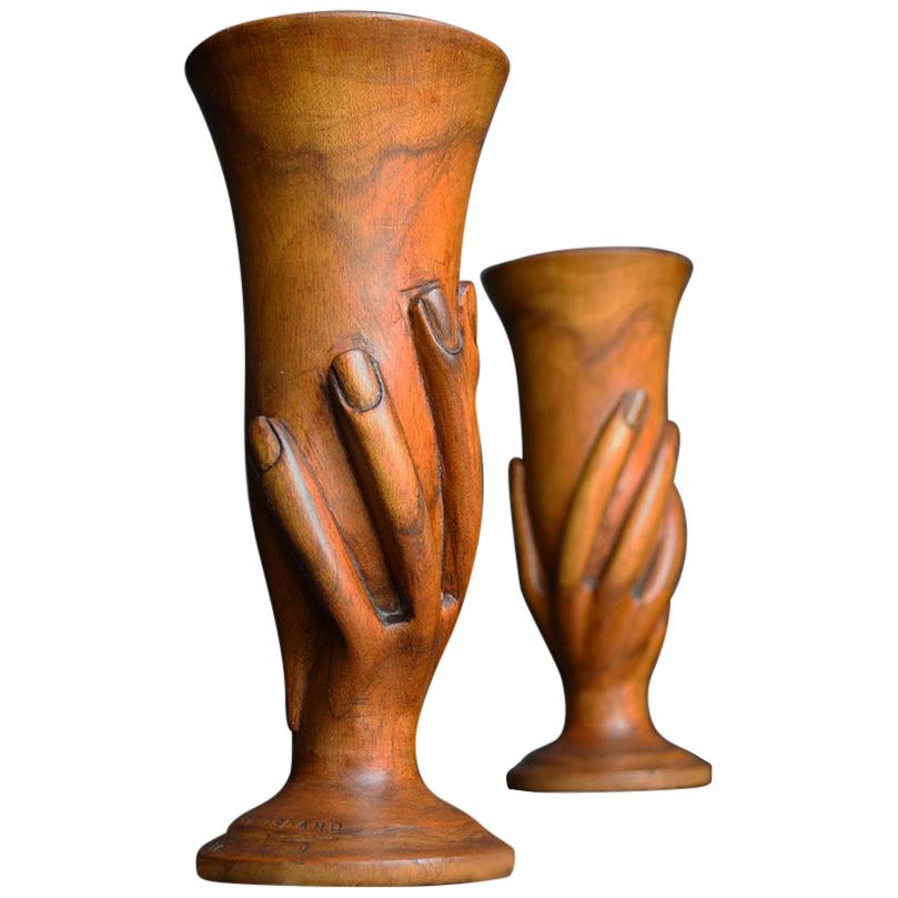 Warren Christian Pitcairn Island Carved Miro Goblets