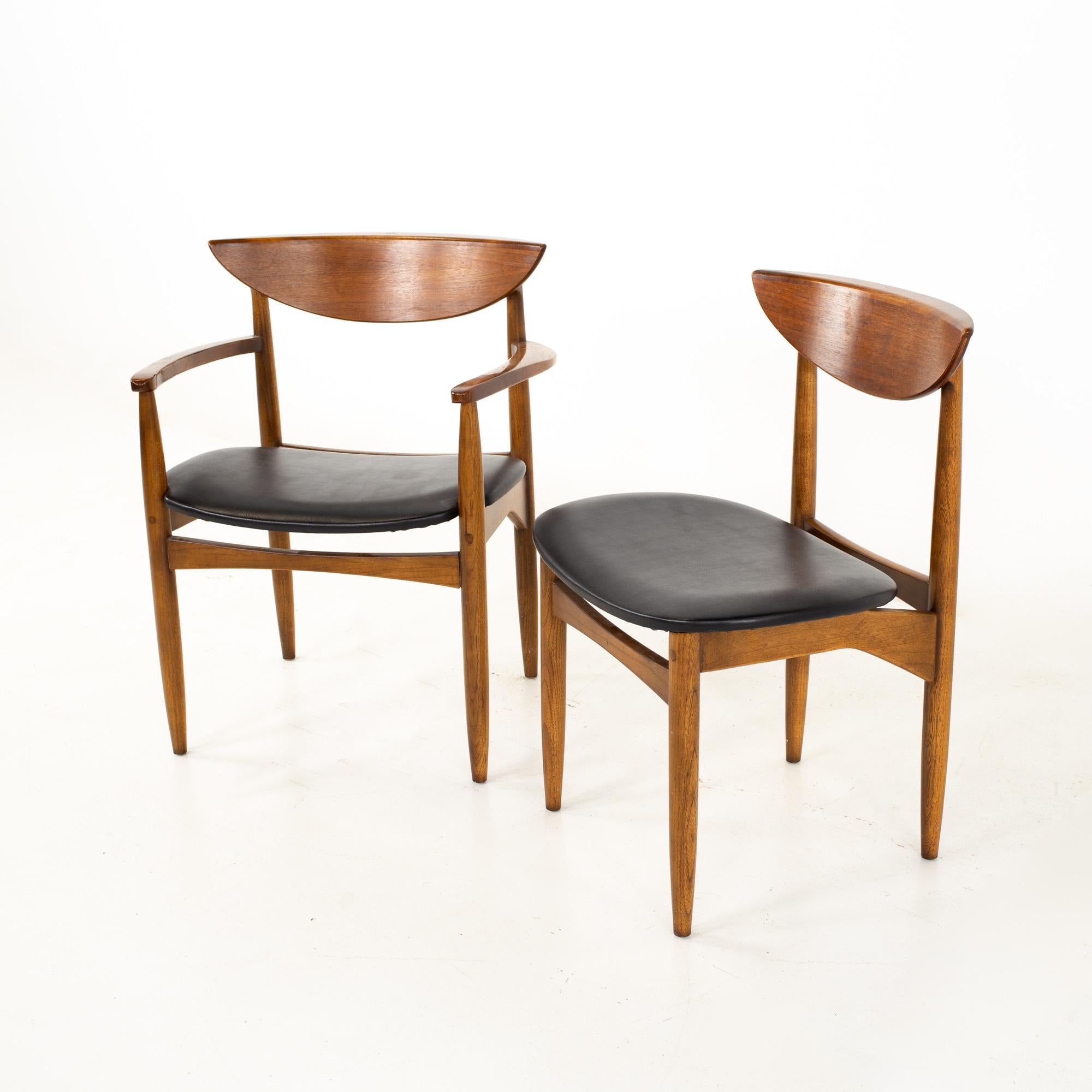 Upholstery Warren Church for Lane Perception MCM Walnut Cat's Eye Dining Chairs, Set 6