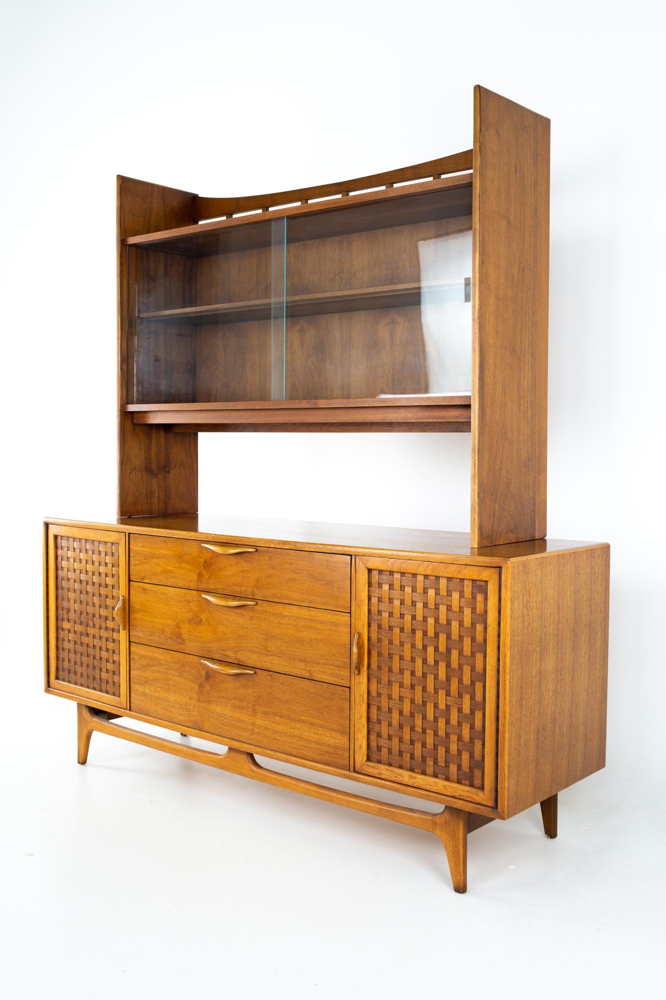 Warren Church for Lane Perception Mid Century walnut sideboard credenza buffet and hutch
Buffet and hutch measure: 66 wide x 19 deep x 71.5 inches high

All pieces of furniture can be had in what we call restored vintage condition. That means the