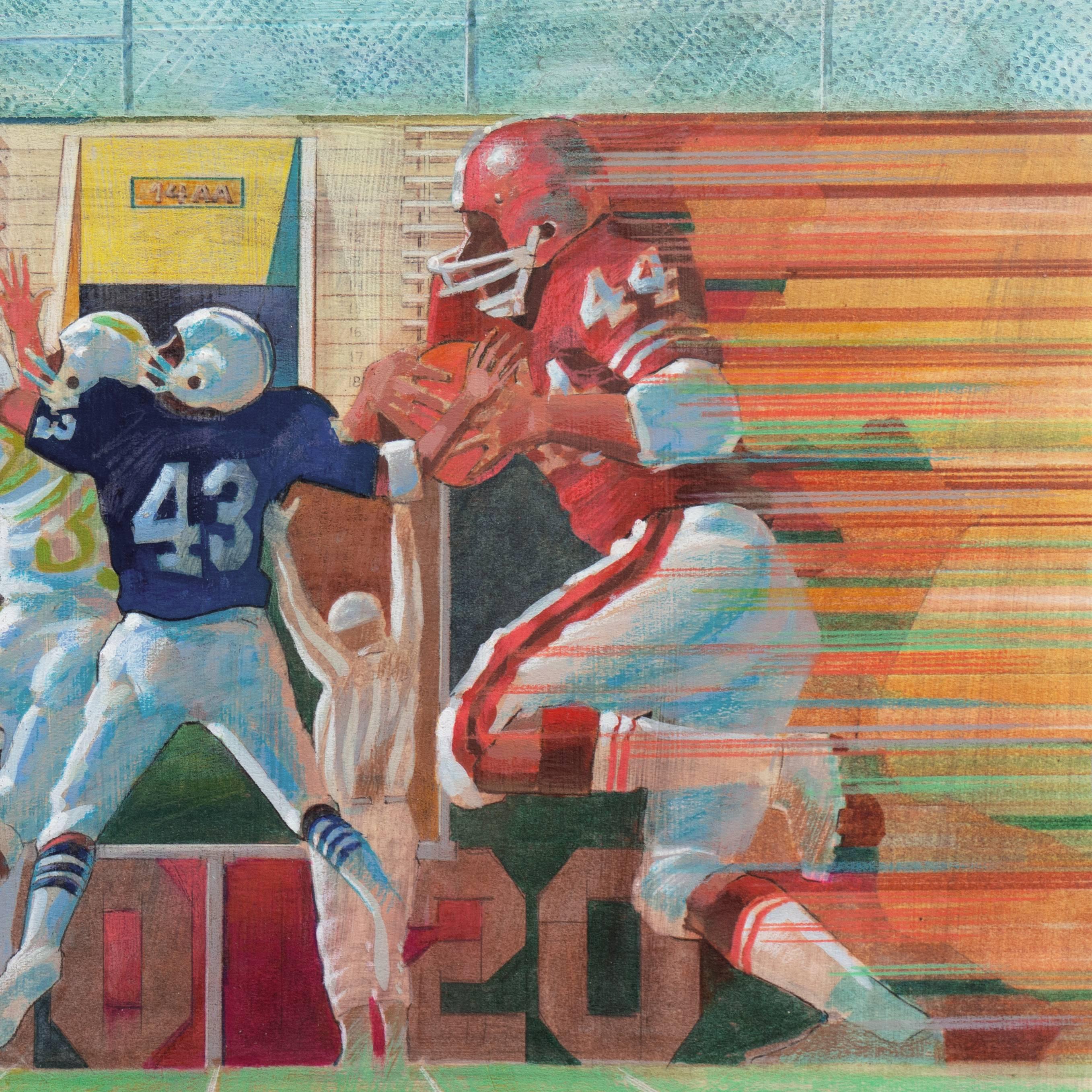 'Football', Chouinard Art Institute, Society of Illustrators, Emmy Award - Brown Figurative Painting by Warren Edgar Lamm
