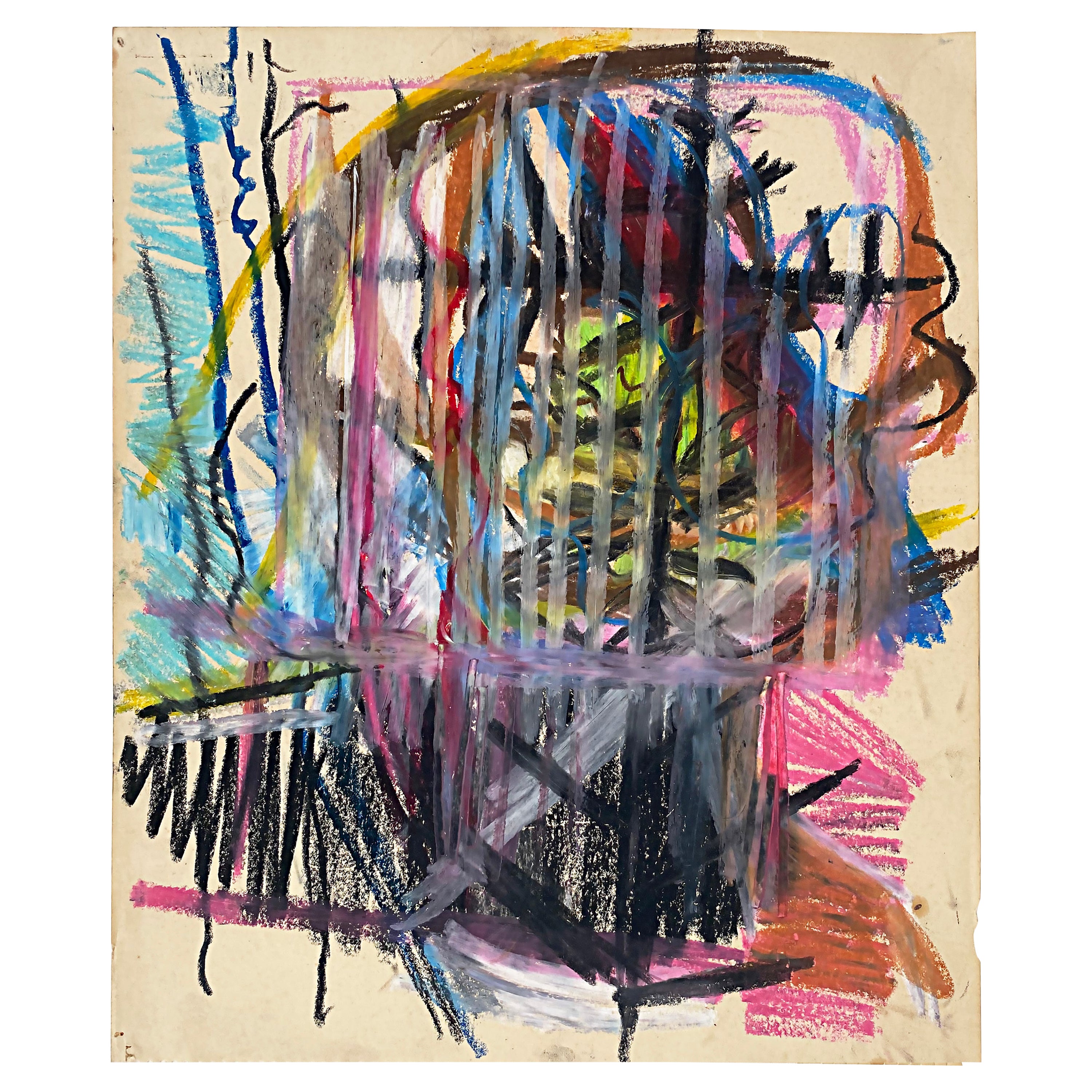 Warren Fischer Abstract Pastel Drawing on Paper