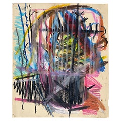 Dessin abstrait au pastel sur papier de Warren Fischer
