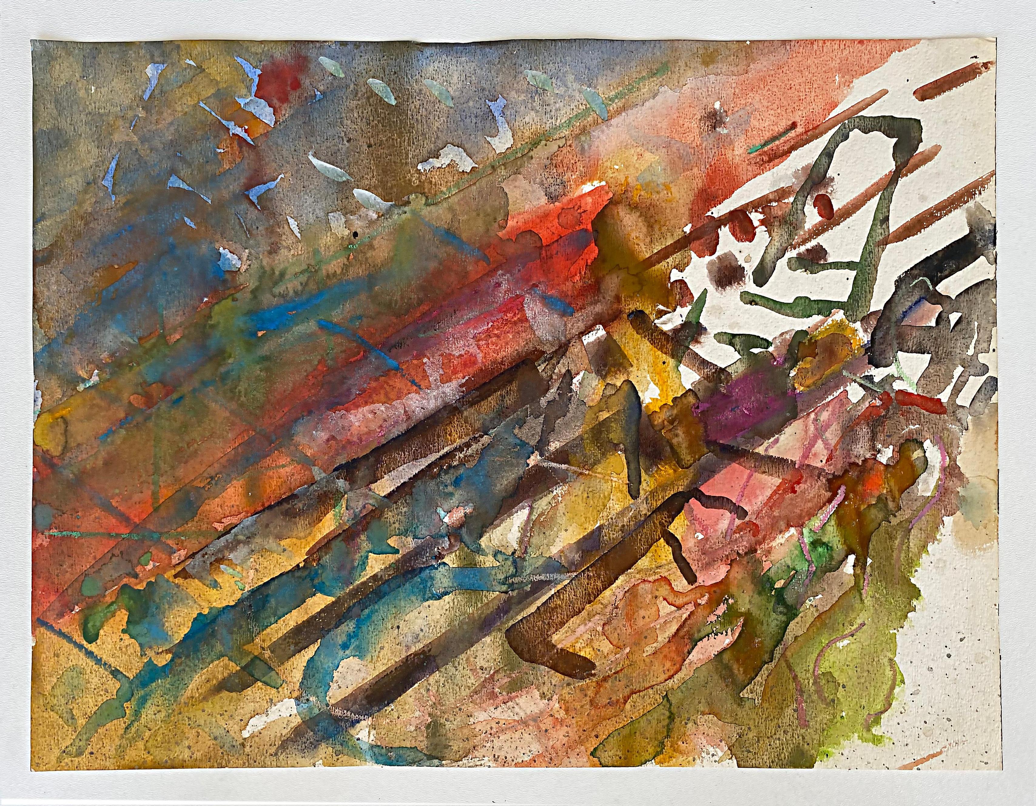 American Warren Fischer Abstract Watercolor Painting on Paper For Sale