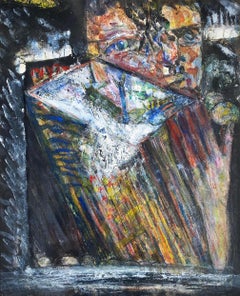 Figuratives abstraktes Acrylgemälde von Warren Fischer, signiert und datiert 1997