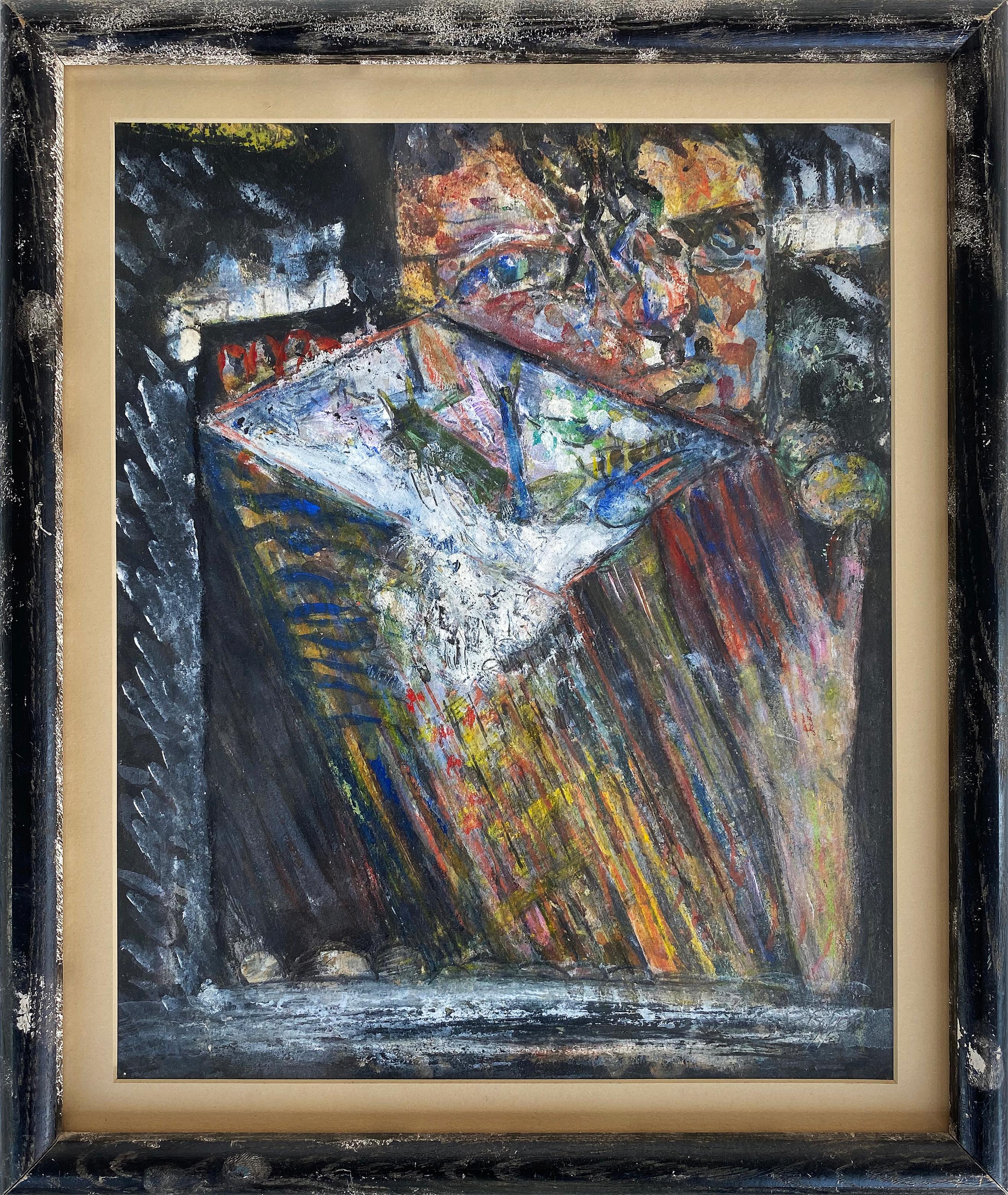 Late 20th Century Warren Fischer Figurative Abstract Acrylic Painting, Signed and Dated 1997 For Sale