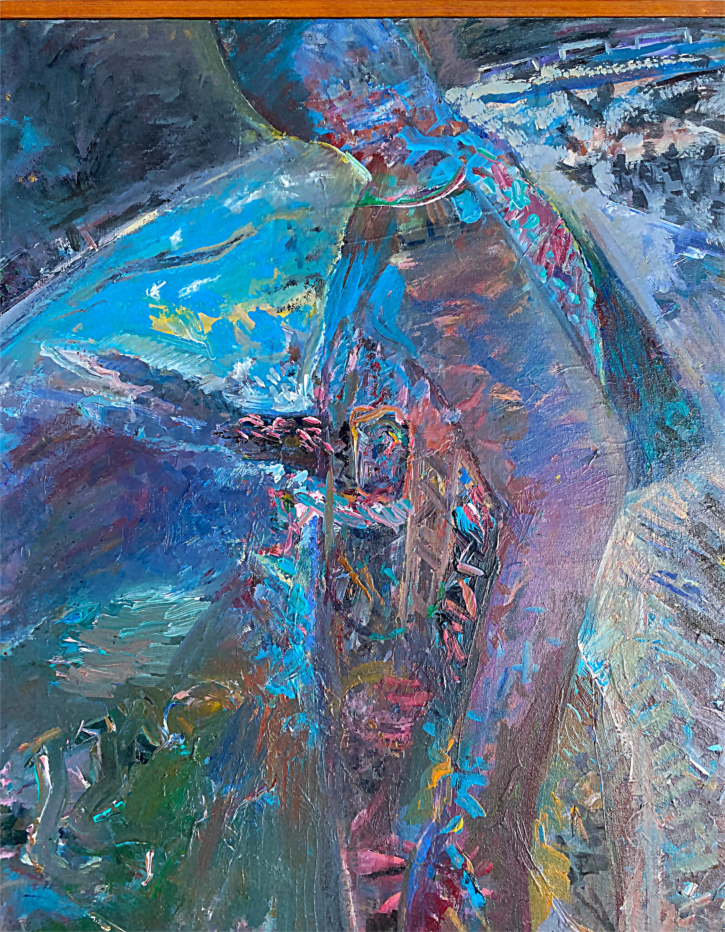 Warren Fischer figurative abstrakte Ölmalerei mit Impasto

Zum Verkauf angeboten wird ein großes Original-Ölgemälde auf Leinwand im figurativ-abstrakten Stil des Kunstprofessors, Künstlers, Seemanns und Bohemiens Warren Fischer aus Miami vom Ende