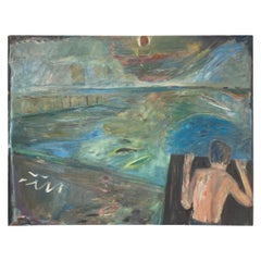 Warren Fischer Original Vintage Figurative Abstract Painting