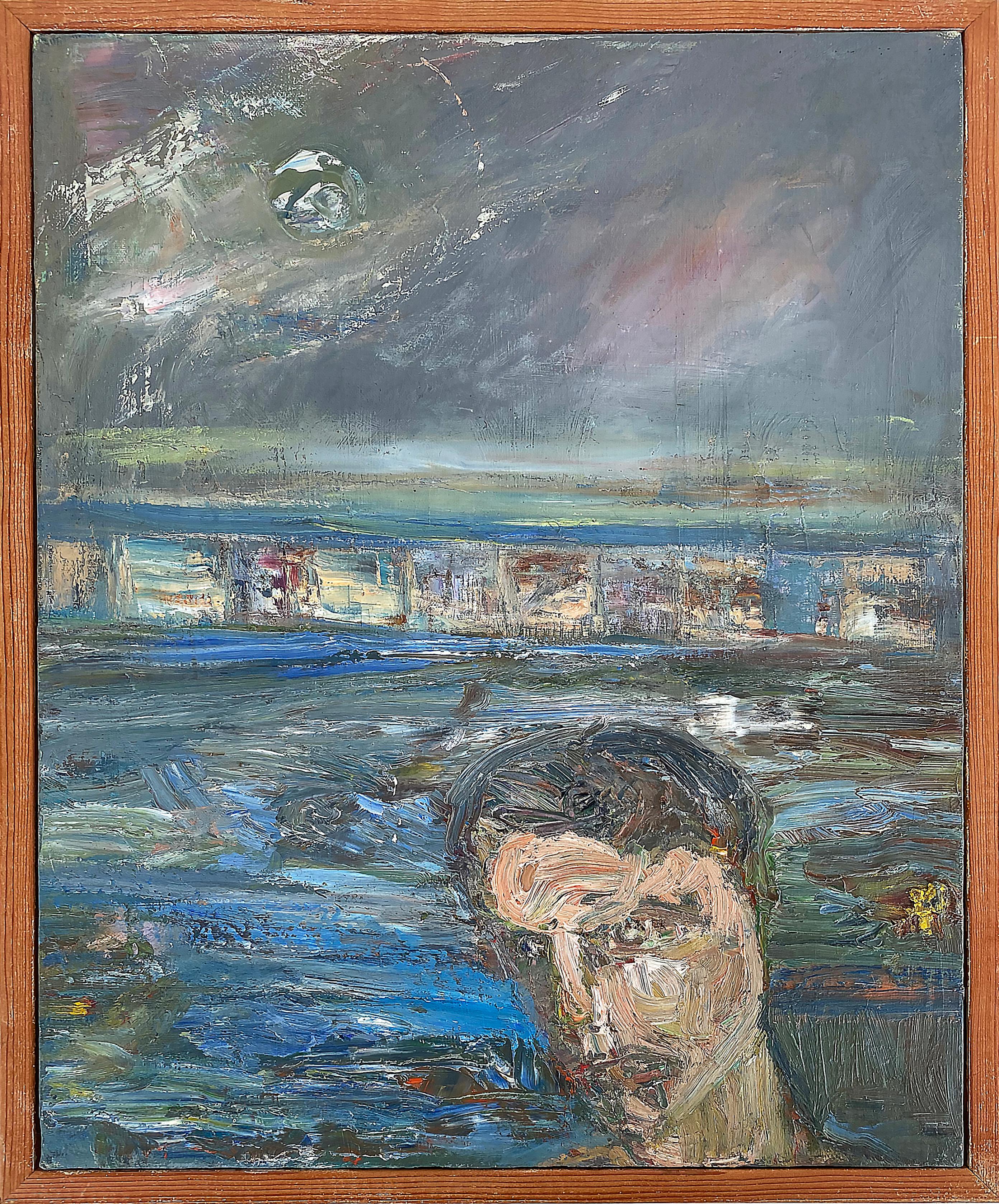 Warren Fischer, figuratives, abstraktes Acryl-Gemälde, Vintage (20. Jahrhundert) im Angebot