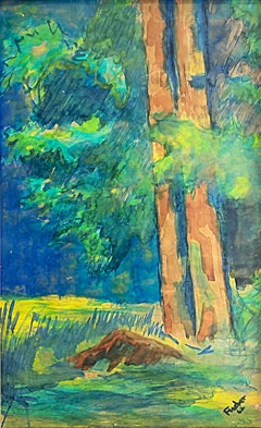Warren Fischer, peinture à l'aquarelle de paysage signée et datée de 1962