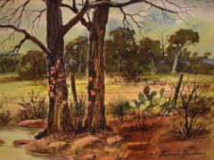 "TRADITIONAL TEXAS" WARREN HUNTER (1904-1993) TEXAS LANDSCAPE RANCH