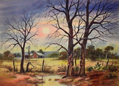"TRADITIONAL TEXAS" WARREN HUNTER (1904-1993) TEXAS LANDSCAPE RANCH